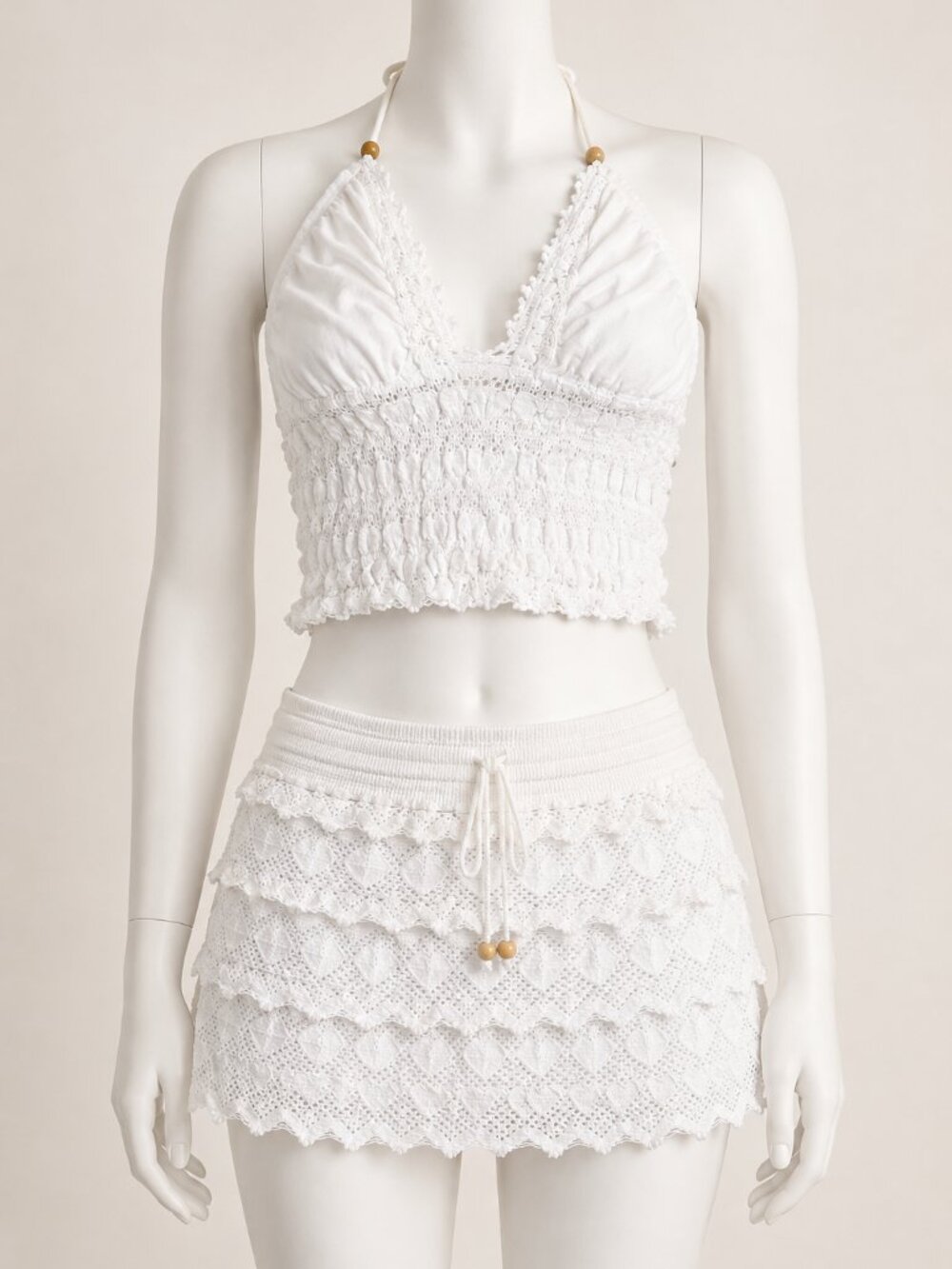White Lace Halter Top & Skort Set